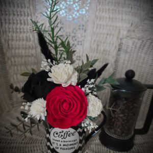 Coffee Black, White, and Red